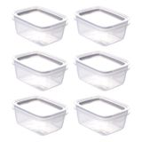 Kit Com 6 Potes Herméticos Com Travas 550ml Plasútil Cinza Vedação Modular Cozinha Despensa Comida