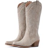 Botas De Cowboy Iuv Western Cowgirl Femininas De Salto Grosso No Meio Da Panturrilha