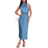 Vestido Formal Elegante De Cetim De Verão Lunamoda 2025 Para Mulheres