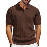 Camisa Polo Pj Paul Jones, Manga Curta, Decote Em V, Tricotada, Café, Masculina