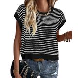 Colete De Suéter Feminino Prettygarden, Primavera, Verão, Listrado Preto