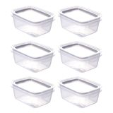 Kit Com 6 Potes Herméticos Com Travas 360ml Plasútil Cinza Organização Modular Cozinha Despensa