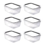 Kit Com 6 Potes Herméticos Com Travas 1,3l Plasútil Preto Modular Despensa Resistente Alimentos