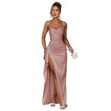 Vestido De Noite Gdjdifk Mermaid Satin Lace Dusty Rose Para Mulheres