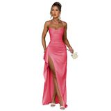 Vestido De Noite Gdjdifk Mermaid Satin Com Alças Ajustáveis