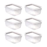 Kit Com 6 Potes Herméticos Com Travas 910ml Plasútil Cinza Organização Modular Despensa Transparente
