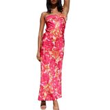 Vestido Maxi Realtix Summer Com Estampa De Cetim Sem Encosto Para Mulheres