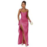 Vestido De Noite Gdjdifk Mermaid Satin Rose Pink Para Mulheres