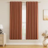 Cortinas Guken Terracotta Linen Blackout 160 Cm De Comprimento 2 Painéis
