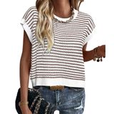 Colete De Suéter Feminino Prettygarden, Primavera, Verão, Listrado, Marrom