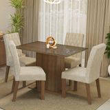 Conjunto Sala De Jantar Mesa Tampo De Vidro 4 Cadeiras Rustic/imperial Reale Madesa