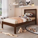 Cama De Solteiro De Madeira Maciça Para Colchão 88x188cm Multimóveis Cr35277 Walnut