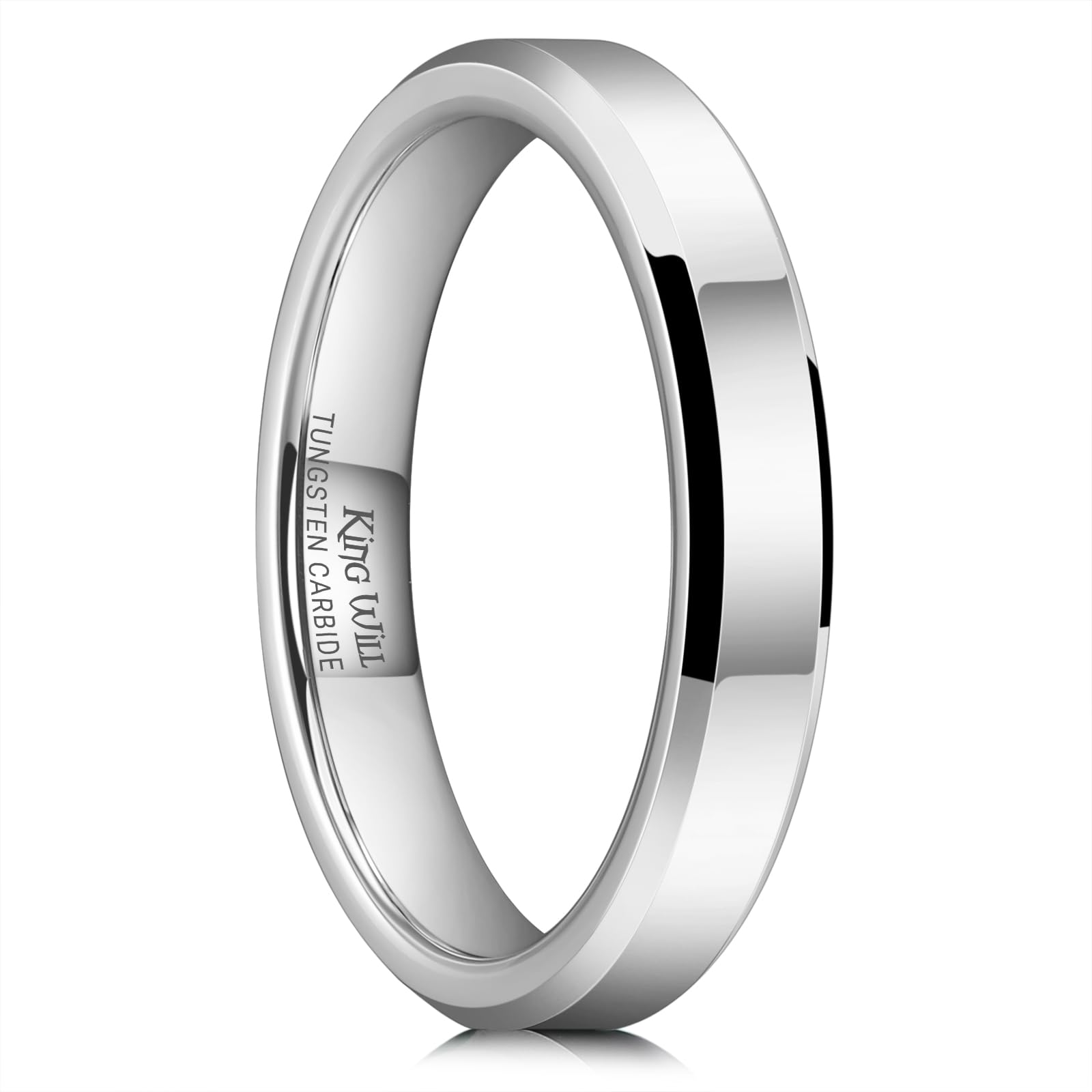 Aliança De Casamento King Will Basic Masculina De 4 Mm Em Carboneto De Tungstênio