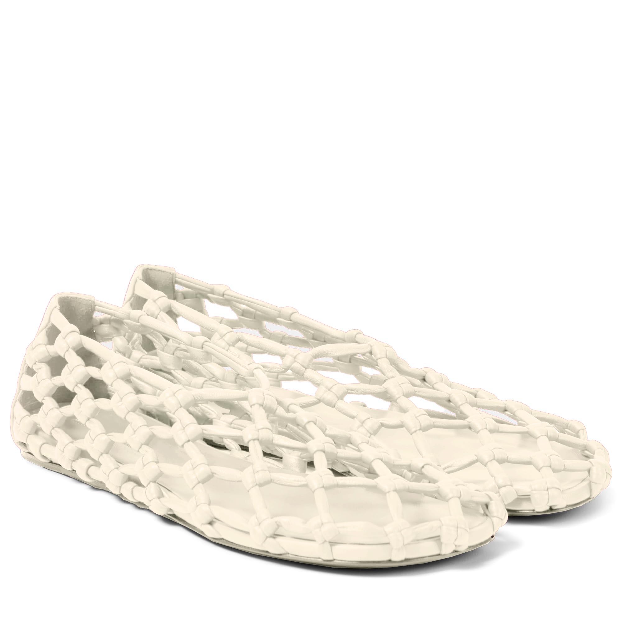 Ballet Flats Oakmoo Cream Jelly Mesh Para Mulheres Na Praia