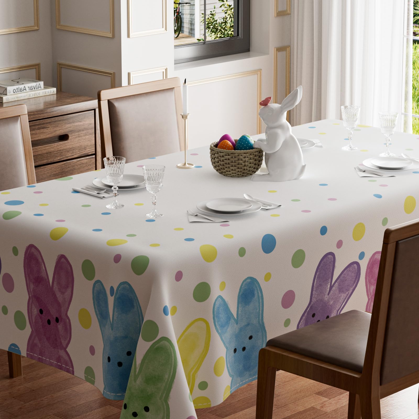 Toalha De Mesa Botb Lihm Easter Colorful Dots Cute Bunny 60x120cm
