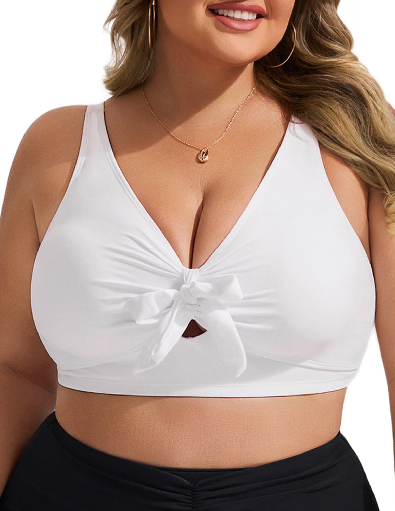 Top De Biquíni Hanna Nikole Twist Front Knot Branco Gg Feminino