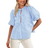 Blusa Feminina Prettygarden Com Gravata Listrada Frontal 2025
