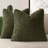 Capa De Travesseiro Findtower Olive Green Faux Fur 60x60cm (2 Unidades)