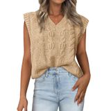 Colete De Suéter Btfbm 2025, Verão, Decote Em V, Casual, Sem Mangas, Feminino