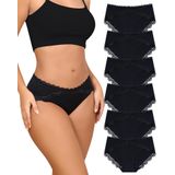 Roupa Íntima De Algodão Levao, Biquíni Com Corte De Renda, Pacote Com 6 Unidades Femininas