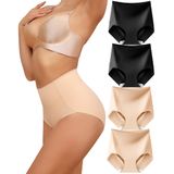 Roupa Íntima Feminina Levao High Waist Tummy Control, Pacote Com 4
