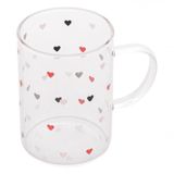 Xícara Caneca De Vidro Corações Love 200 Ml - Lyor