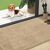 Tapete De Porta Para Cães Olanly Absorvente Antiderrapante Lavável 44x32cm Bege