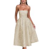 Vestido De Festa Eemeii 2025 A-line Sem Alças Champagne Plus Size