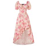 Vestido Scarlet Darkness Summer Corset Vestido De Verão Chiffon Pink M