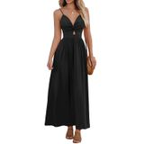 Vestido Maxi Cupshe, Decote Em V, Sem Mangas, Torcido, Longo, Raiom Preto