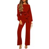 Macacão Happy Sailed Elegant Para Mulheres De Manga Comprida Vermelho