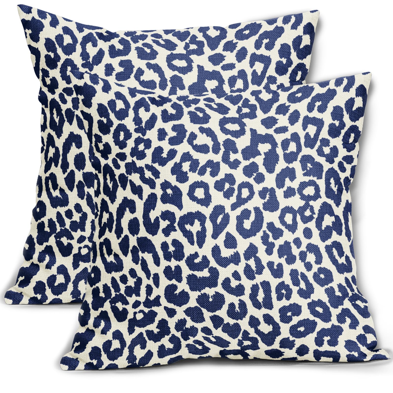 Capas De Almofada Aytipun Azul Marinho Com Estampa De Leopardo 60x60cm, Conjunto De 2