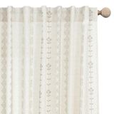 Cortinas Lino Rosa Sheer Taupe Boho Impressas 115 Cm X 114 Cm