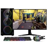 PC Gamer Completo AMD Ryzen 7 5700G, Gráficos Radeon Vega 8, 16GB DDR4, SSD NVMe 256GB, Fonte 600W 80 Plus, Monitor 24" 75Hz, Skill RGB - SR-023