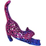 Gato 3d Vazado Enfeite Objeto Decorativo Decoração Bicolor Lilás E Azul