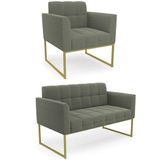 Namoradeira E Poltrona Industrial Dourado Ana Bouclé Menta - Ibiza