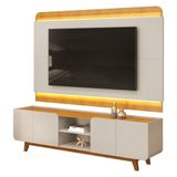 Painel Para Tv 75 Pol E Rack Bancada Com Led 220cm Collie D04 Cedro/bali - Mpozenato