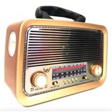 Rádio Vintage Retrô Am/fm Som Potente Portátil Recarregável Pilhas Usb/ Tf/ Sw 3 Bandas