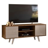 Rack Bancada De Tv 50 Pol 136cm Espain Z10 Fendi/naturale - Mpozenato