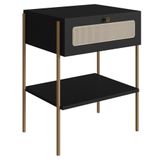 Mesa De Cabeceira Com 1 Gaveta Pé Metal Arlo A10 Nero/dourado - Mpozenato