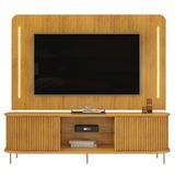 Painel Para Tv 75 Pol E Rack Bancada Ripado 218cm World D04 Cedro - Mpozenato