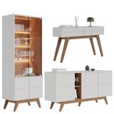 Buffet Cristaleira E Aparador Rebeca C05 Off White/freijó - Mpozenato