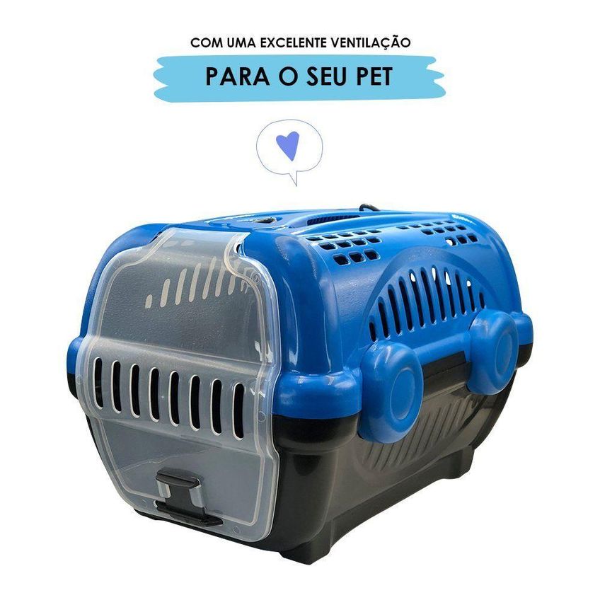 Caixa De Transporte Para Pet - Azul E Preto - imagem 2