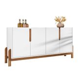 Buffet Aparador 4 Portas Sala De Jantar Nay C14 Branco/cedro - Mpozenato