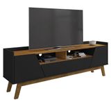 Rack Bancada Para Tv 70 Pol Pés Retrô 180cm Flora B02 Preto/naturalle - Mpozenato