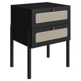 Mesa De Cabeceira Com 2 Gavetas Pés Madeira Arlo A10 Nero/preto - Mpozenato