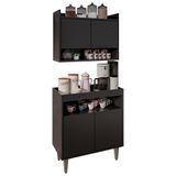 Armário Aéreo Ceci E Balcão Aparador Buffet Lice M24 Preto - Mpozenato
