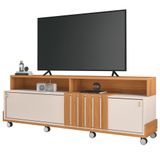 Rack Bancada Para Tv 70 Pol Com Rodízios Analu H01 Off White/cinamomo - Mpozenato