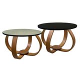 Conjunto Mesa De Centro E Lateral Pés Cebola Composê Espelhada Preto