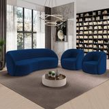 Conjunto Sofá Sala De Estar Bipartido 240cm E 2 Poltronas Clarke Veludo Azul G45 - Gran Belo